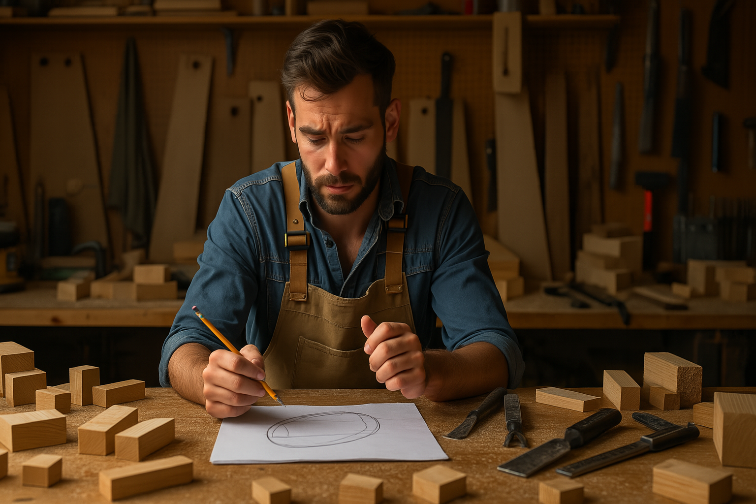 Carpintero trabajando la madera